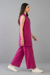 2 Piece Sleeveless Collar Shirt & Trouser