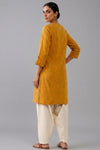 2 Piece Mustard Round Neck Kurta Palazzo