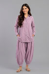 2 Piece Button-Down Shirt & Gathered Trouser