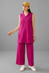 2 Piece Sleeveless Collar Shirt & Trouser
