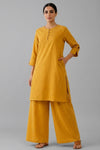 2 Piece Mustard Round Neck Kurta Palazzo