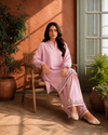 Pastel Pink 2-Piece Floral Embroidered Co-ord Set
