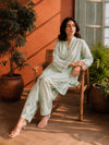 Mint Green 2-Piece Embroidered Kurti & Shalwar Set