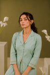 Pastel Mint 2-Piece Collared Floral Border Co-Ord Set