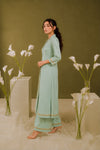 Pastel Mint 2-Piece Collared Floral Border Co-Ord Set