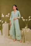 Pastel Mint 2-Piece Collared Floral Border Co-Ord Set