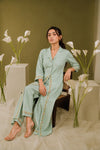 Pastel Mint 2-Piece Collared Floral Border Co-Ord Set