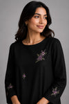 Midnight Bloom 2-Piece Embroidered Kurti Set
