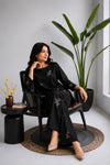 Midnight Bloom 2-Piece Embroidered Kurti Set