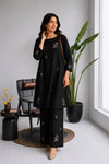 Midnight Bloom 2-Piece Embroidered Kurti Set